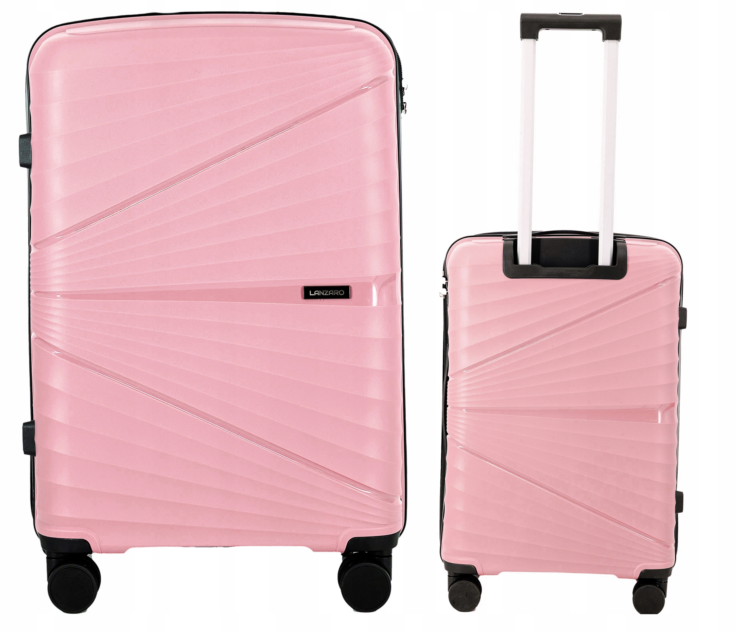 Walizka Średnia Niezniszczalna Lekka Polipropylen Tsa Lanzaro Rose Gold