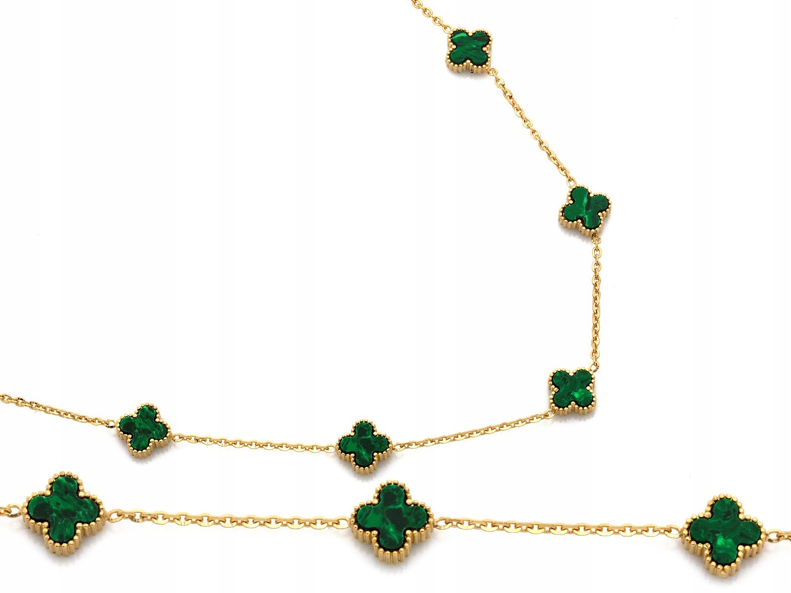 Zlatý náhrdelník 585 s květinami a malachity r45 zelené Kameny 5.82 g