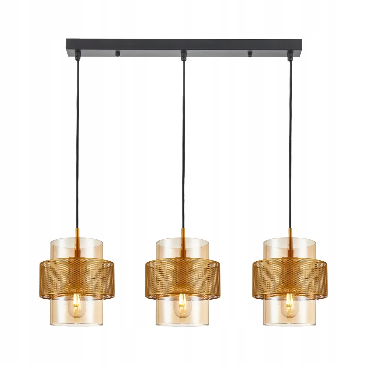 Závěsná lampa s ozdobnými skleněnými jantarovými stínidly 3xE27 40W Vinoti Italux