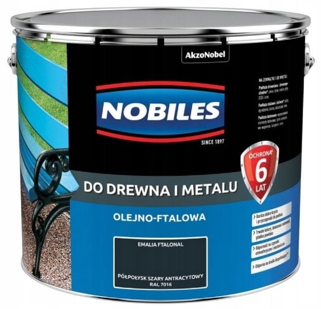 Nobiles Ftalonal 10L Šedý Antracitový 7016 Polopolovina