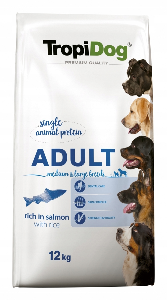 

Tropidog Premium Adult M/L Łosoś z ryżem 12kg