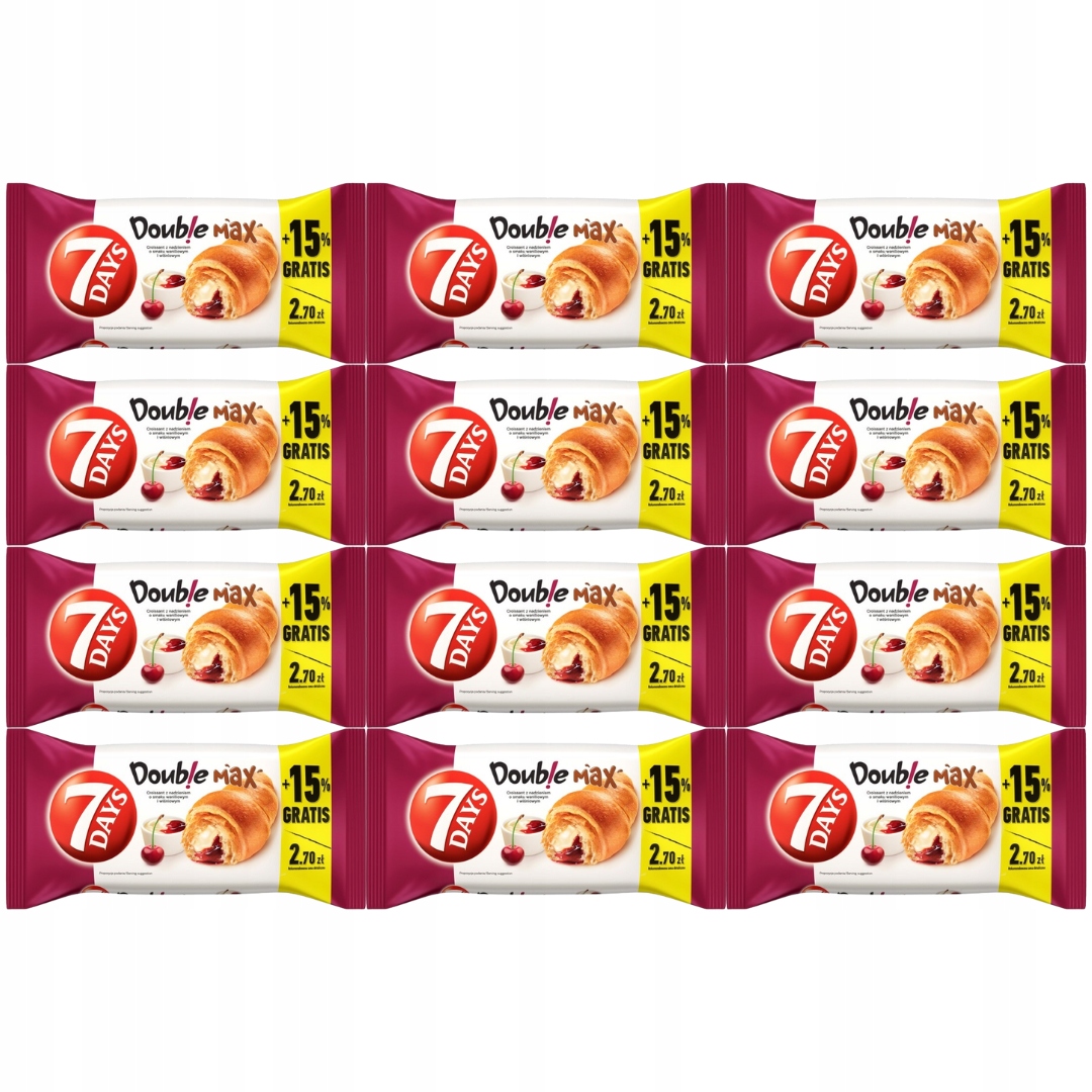 Levně 7 Days Doub!e Rohlíček s vanilkovou a třešňovou náplní x 12 ks