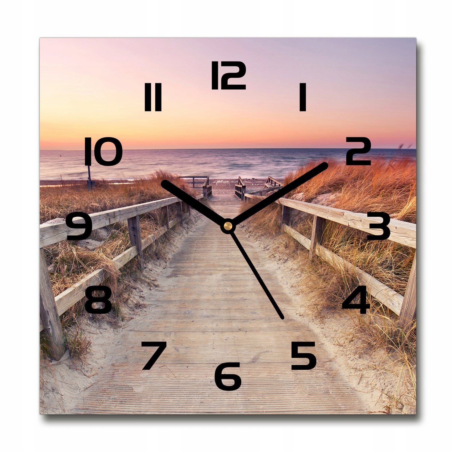 

Zegar szklany kwadratowy Ścieżka na plażę 30x30 cm
