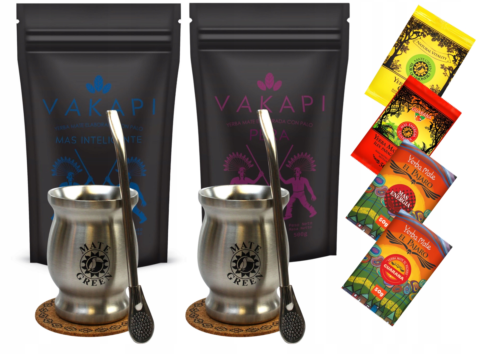 Zvětšená sada Yerba Mate Vakapi Dvě Termomate a Příslušenství 2x 500g