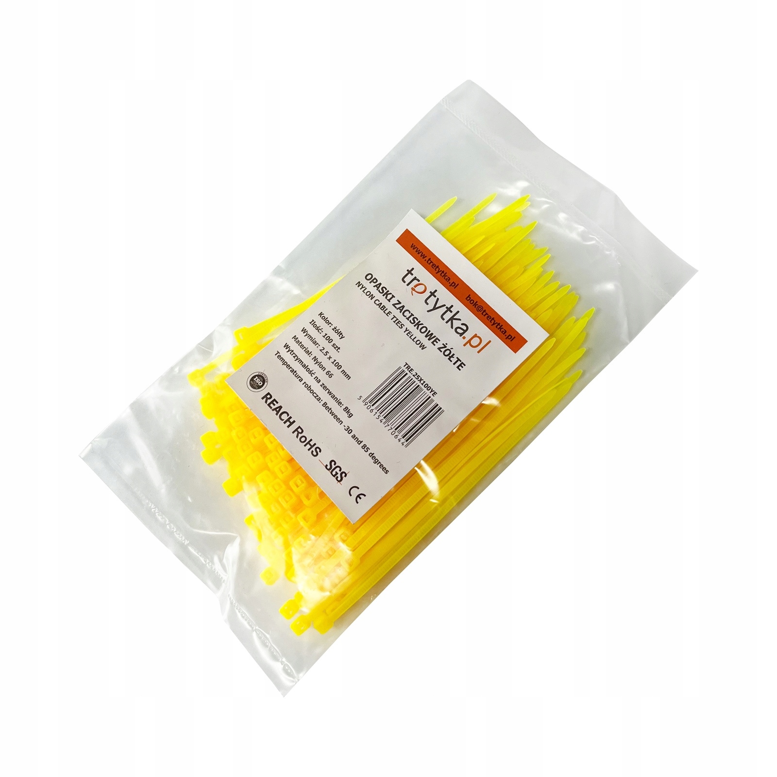 Opaski zaciskowe kablowe trytytki trytki Uv 2,5 x 100 mm, żółty 100 szt.