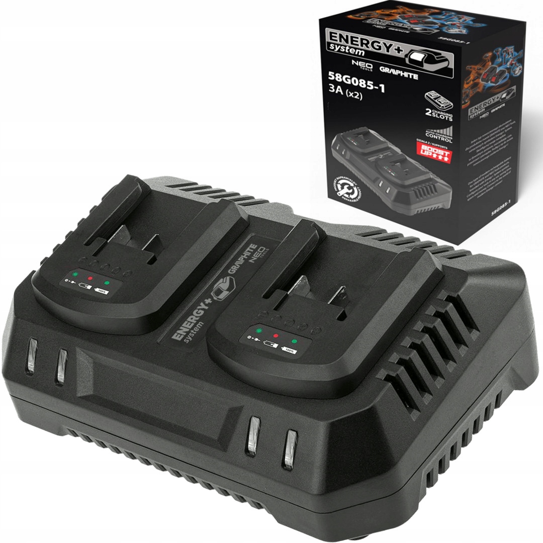 Graphite Podwójna Szybka Ładowarka 3A do akumulatorów Energy+ 18V 58G085-1