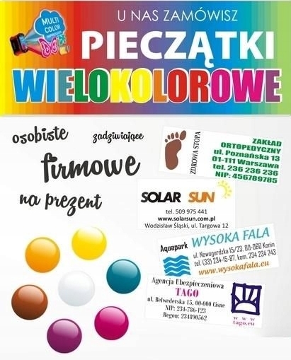 

60x40 Pieczątka kolorowa tekst logo Projekt