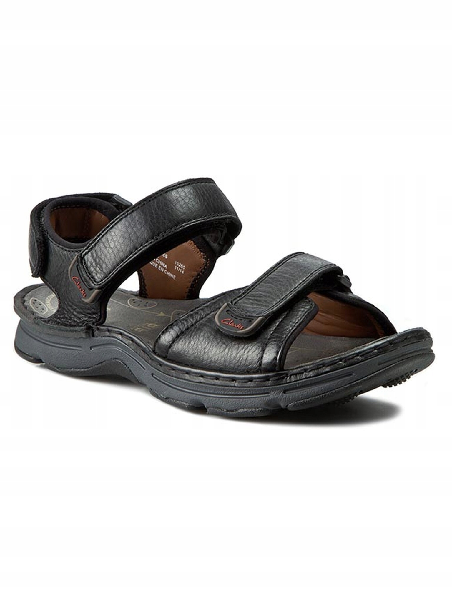 Clarks Černé Pánské Kožené Sandály S Regulací Na Suchý Zip 41 6DA