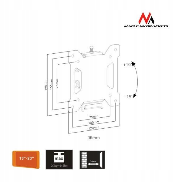 Uchwyt do telewizora lub monitora 13-27'' MC-596 czarny 20kg max vesa