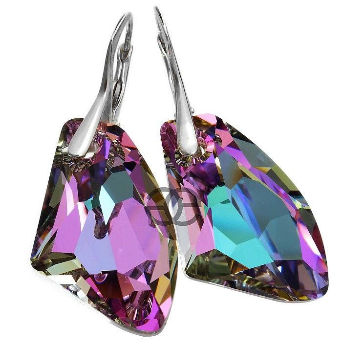 Krystaly Krásné Náušnice Vitrail Stříbro Arande