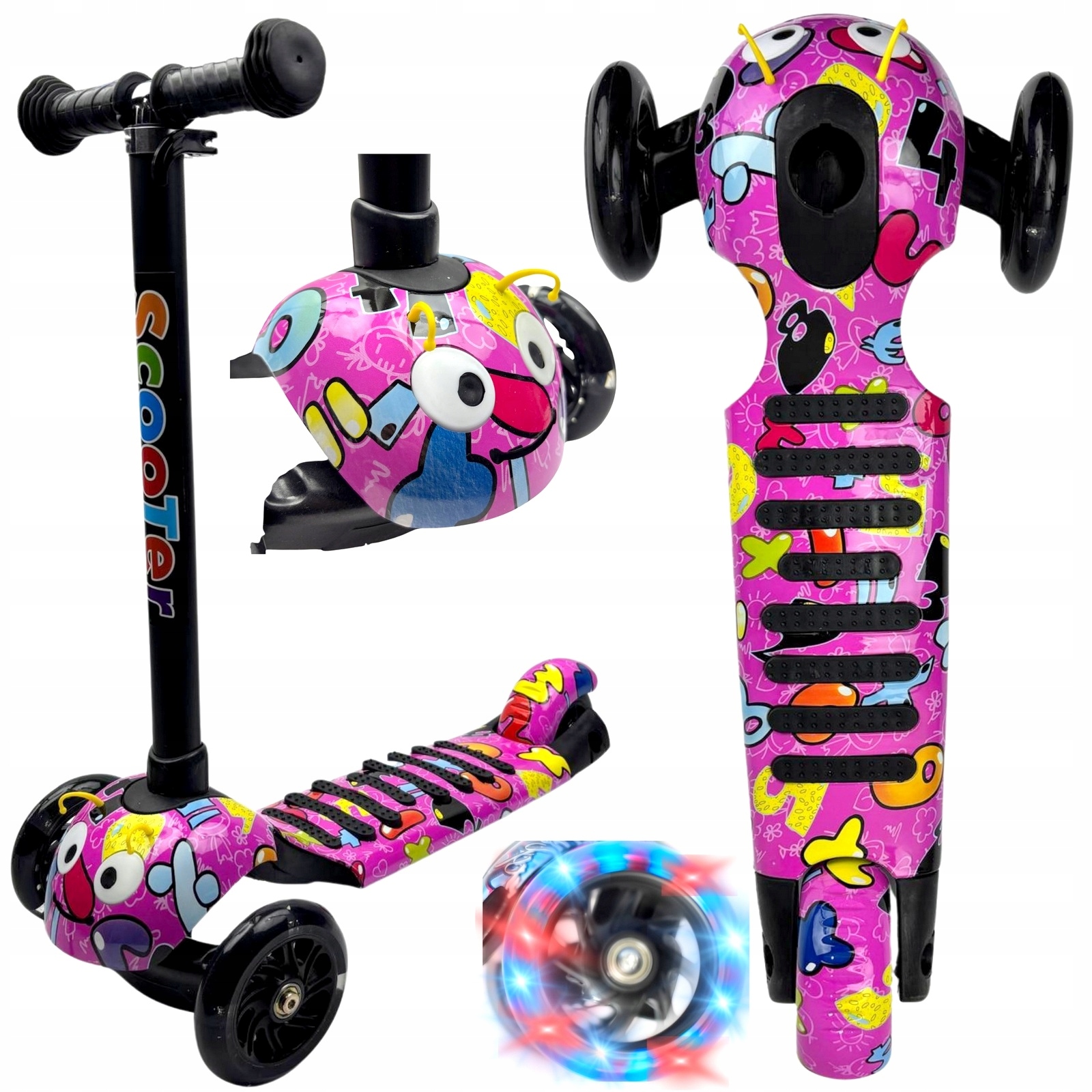 Hulajnoga Trójkołowa Balansowa Dla Dzieci z Czółenkami Koła Led Składana 50