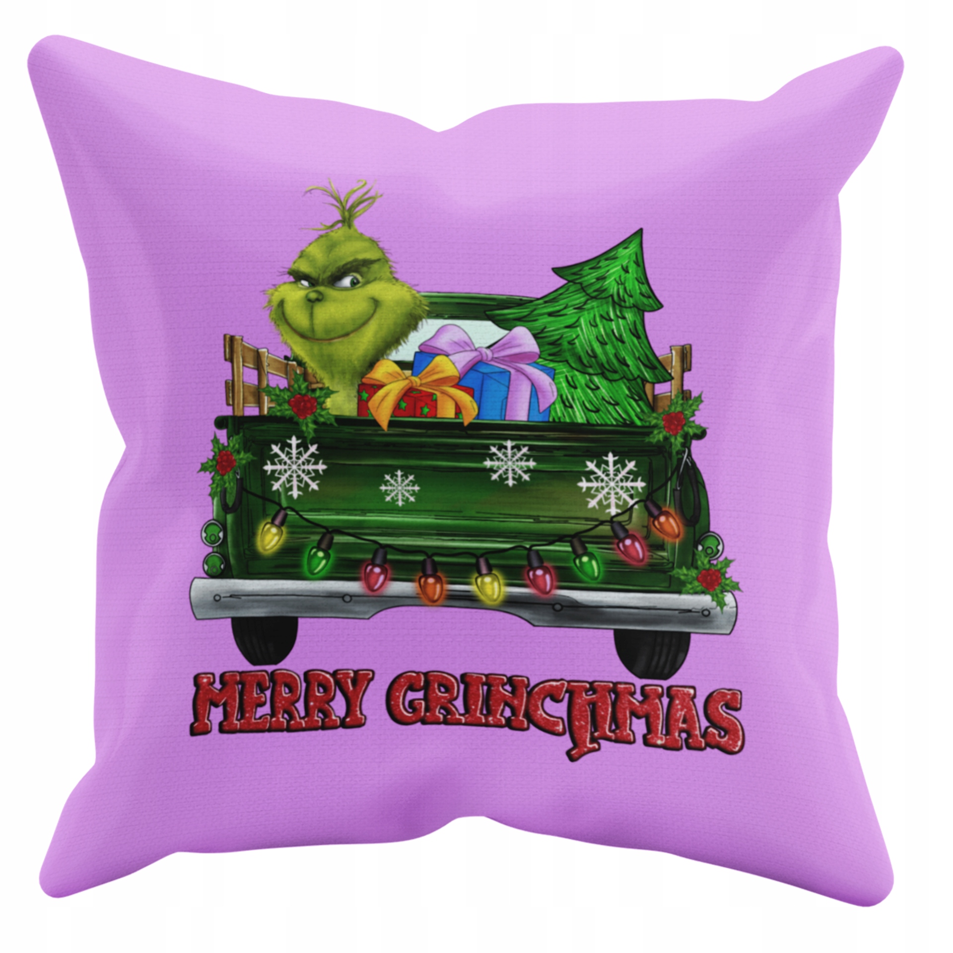 POSZEWKA NA PODUSZKĘ JAŚKA DO PRZEDSZKOLA GRINCH ŚWIĘTA + IMIĘ GRATIS Kolor dominujący odcienie różu