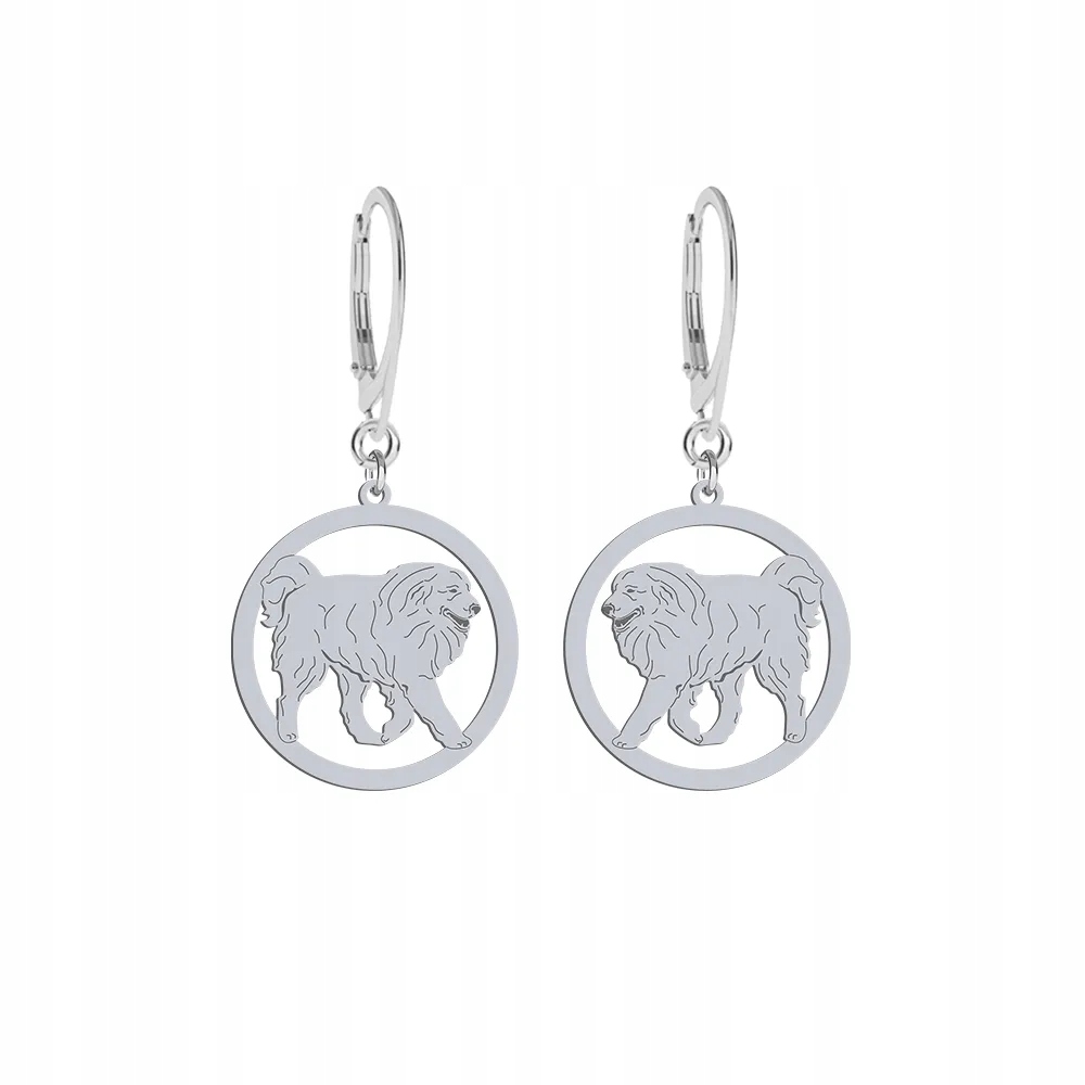 Stříbrné Náušnice s Pyrenejským horským psem 925 Dárek Žena Gravírování Bonus
