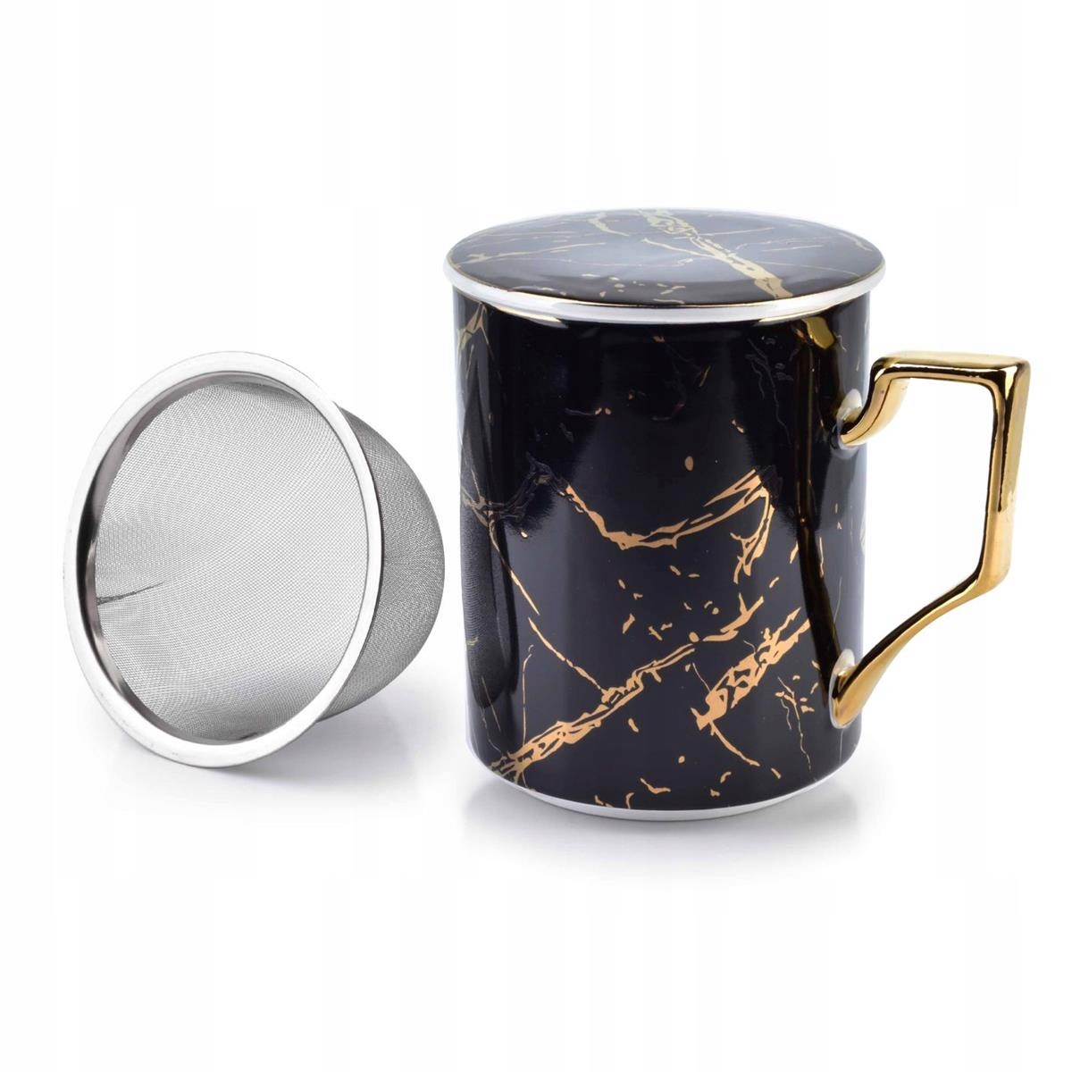 

Kubek z zaparzaczem duży 400 ml porcelanowy czarny