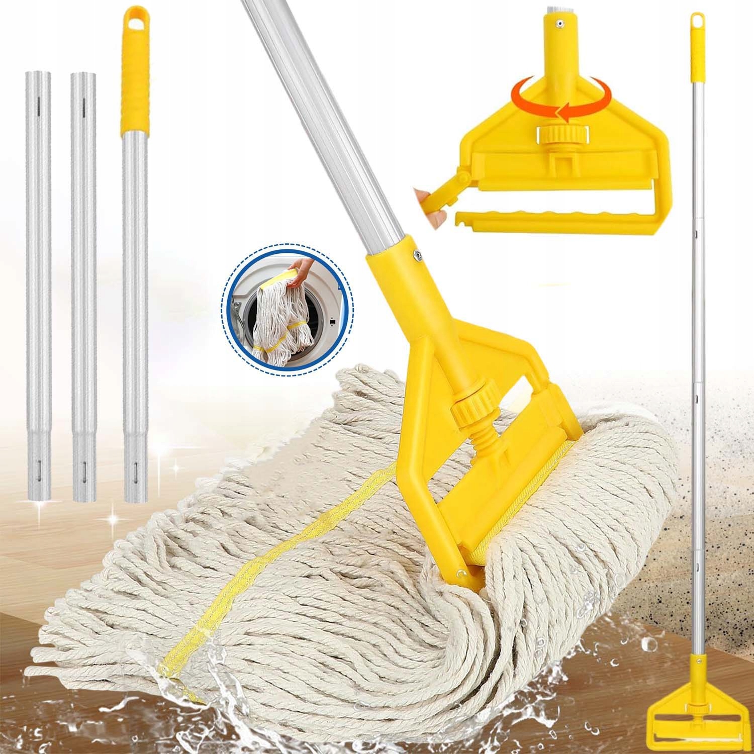 Levně Dlouhý Savý Mop S Bavlněnou Nití, Odnímatelný Mop Do Garáže