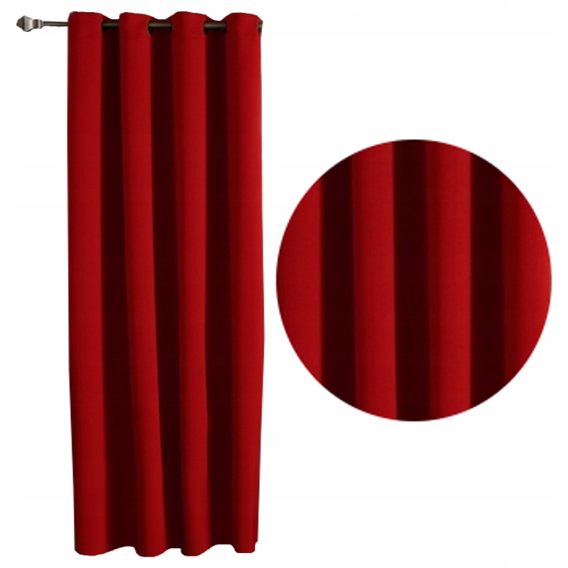 Zatemňovací Závěs 175x245 výška Záclony blackout Červená
