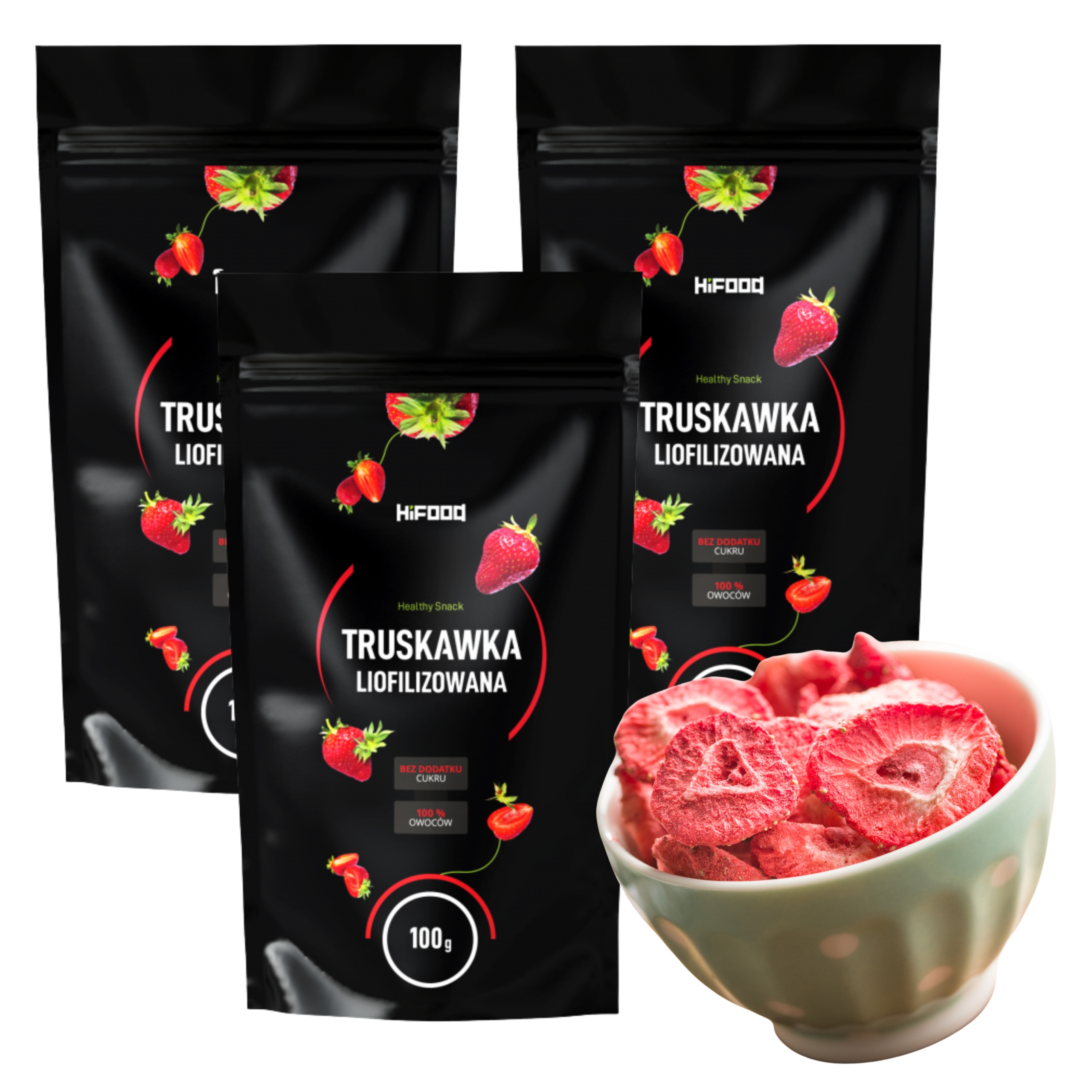 Truskawka Liofilizowana 300g Plastry 3x 100g HiFOOD