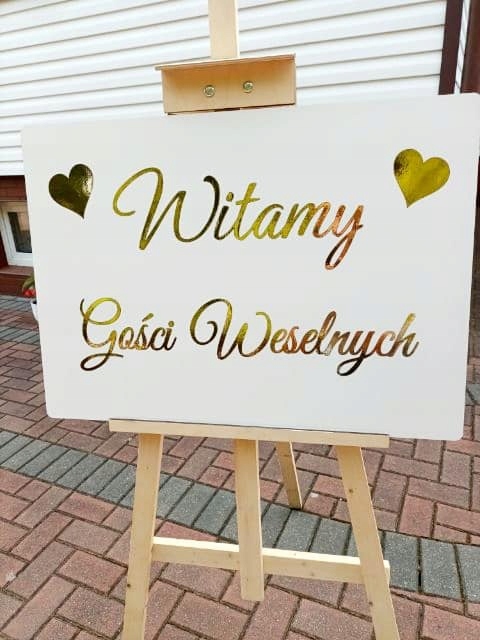 Tablica powitalna Wesele Dekoracje Złoty Napis Witamy Gości Weselnych 50x70 Marka KaDa