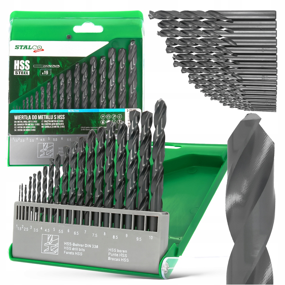 

Zestaw Wiertła Metalu Stali Hss 19 Wierteł 1-10mm