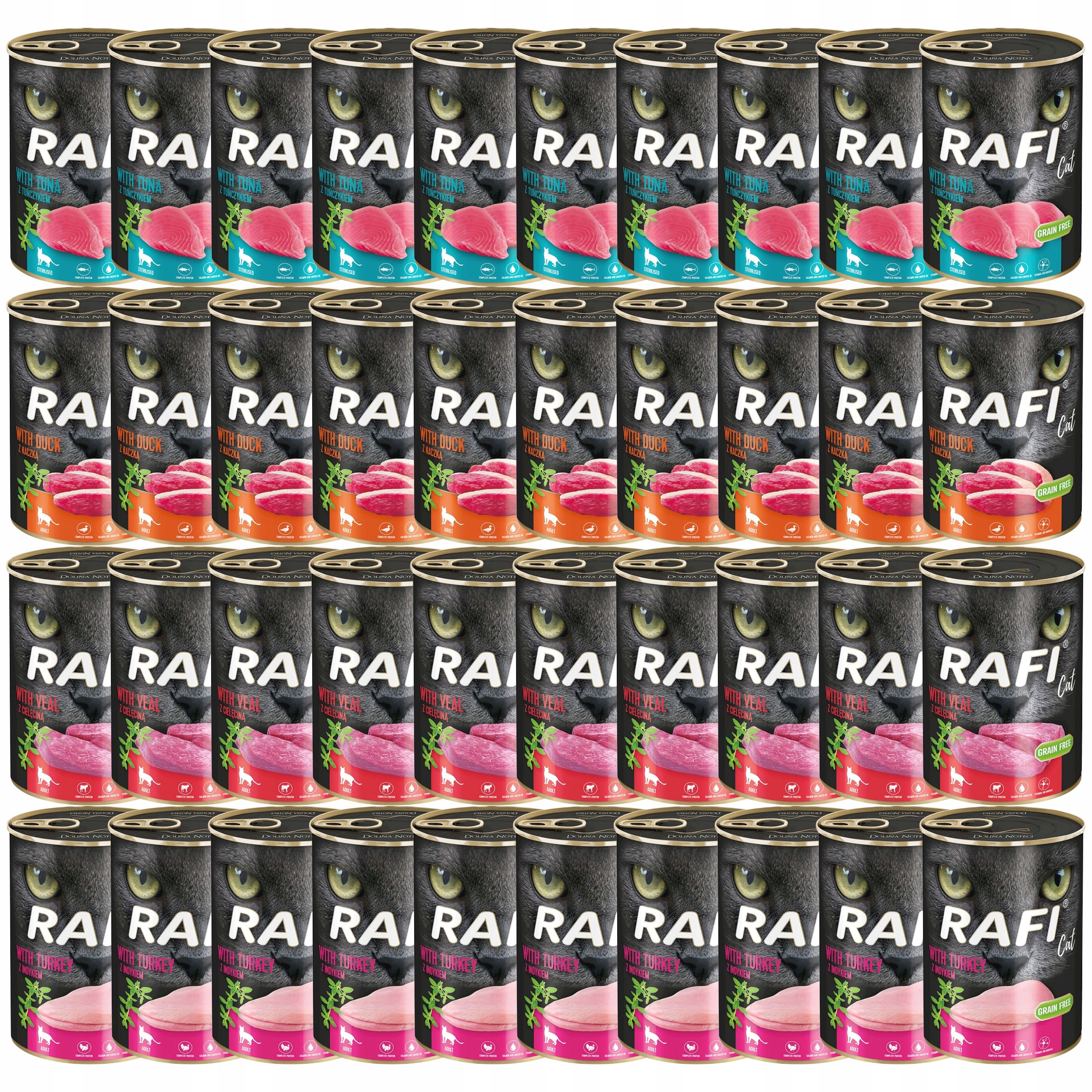 Rafi Cat Dolina Noteci Krmivo mokré pro kočky mix chutí 40 x 400 g bez obilovin