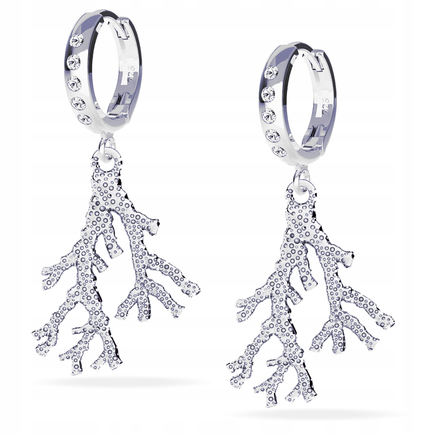 Korálový Korál 3D Stříbrné náušnice pouta stříbro 925