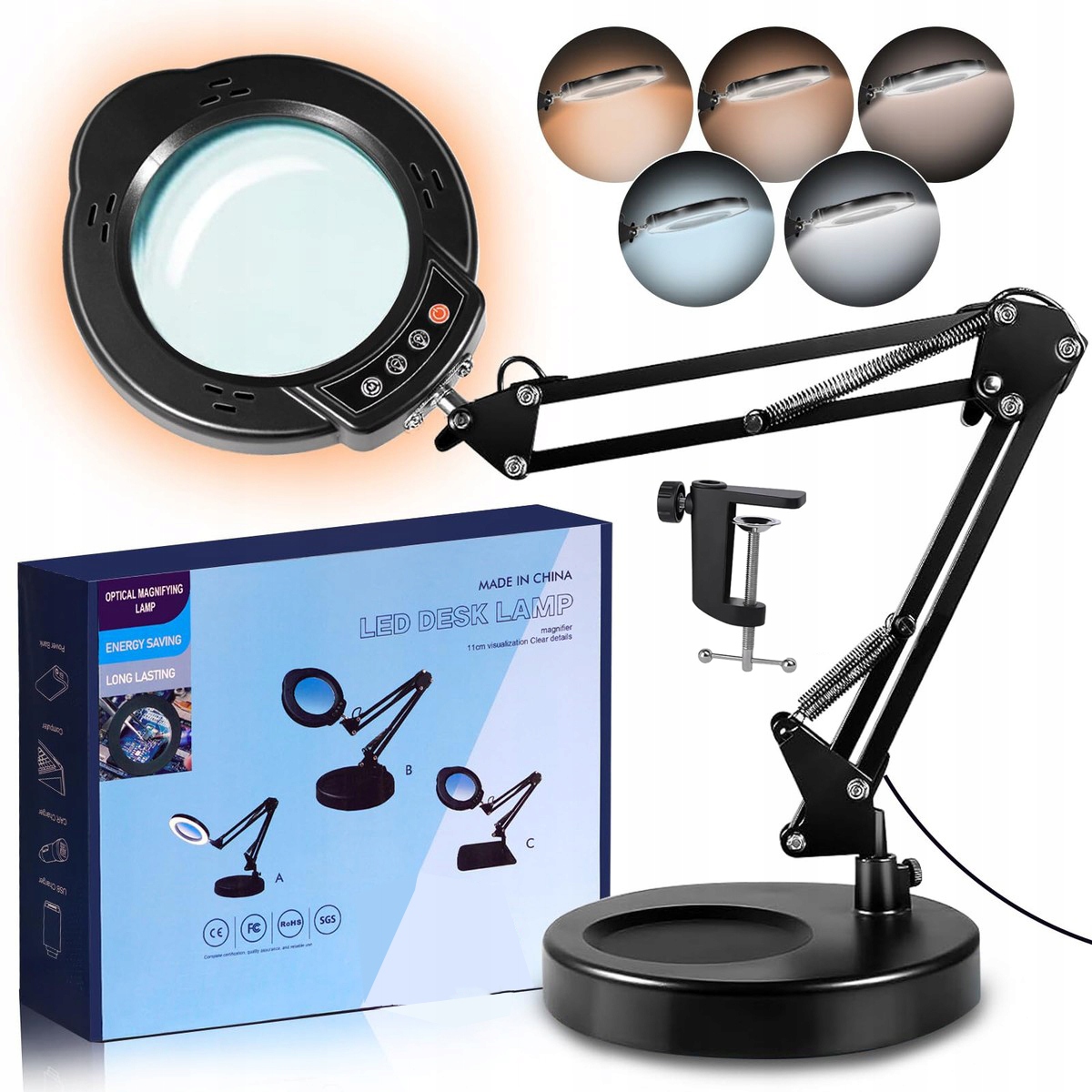 Led Lampa Kosmetická Lupa Sklo Zvětšující Kreslicí Stolní Lampa