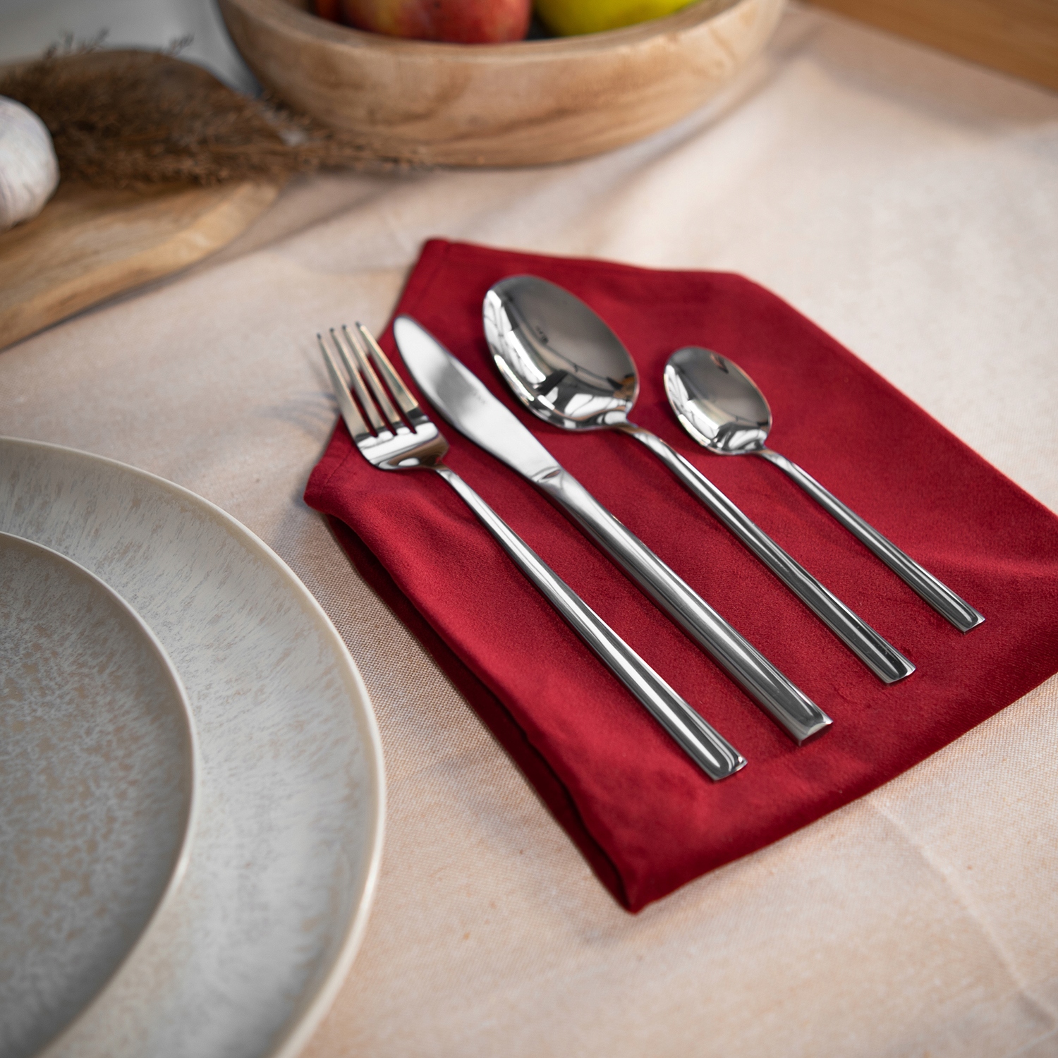 SZTUĆCE ZESTAW KOMPLET SZTUĆCÓW 24 EL połysk 6 os. Linia Lena