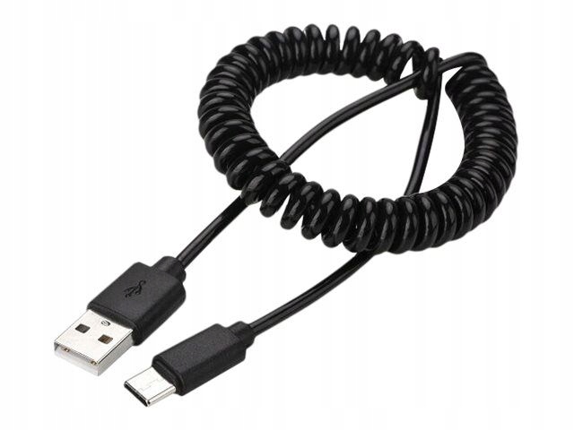 Kabel przewód na spirali spiralny USB typu-C typ C do smartfona kręcony