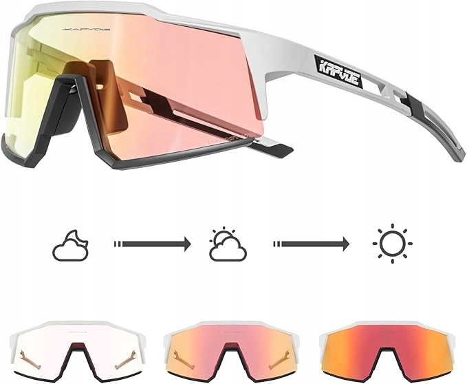 Fotochromatické cyklistické brýle Kapvoe s červenými obroučkami TR90