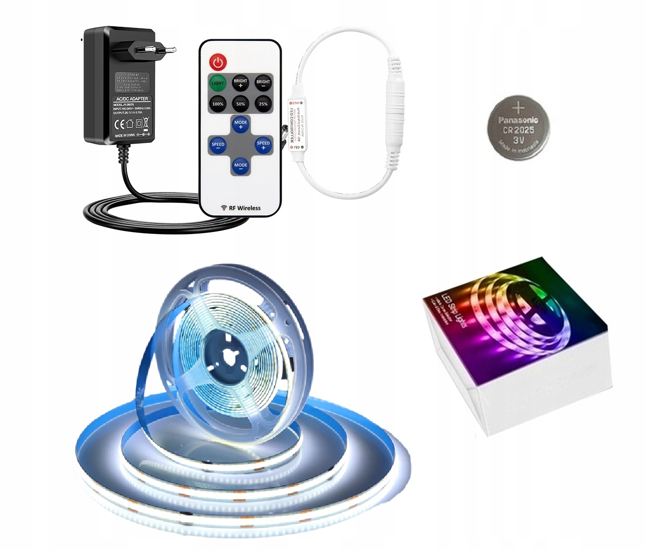 Led pásek Neon Cob 24V 10 m 320d/m 6000K Bílý Studený Homogenní 8MM Set