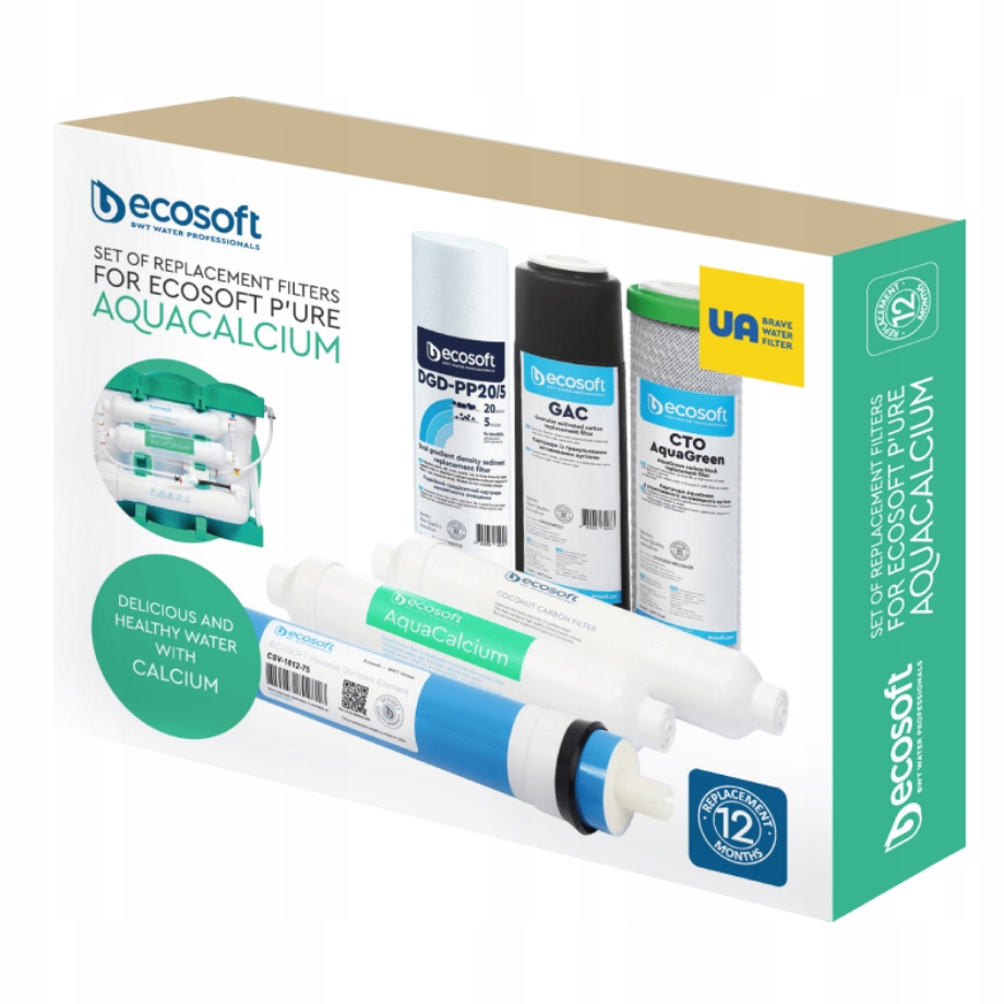 Zestaw wkłady 6 szt. do filtra Ecosoft Pure Aquacalcium Mint pełny serwis