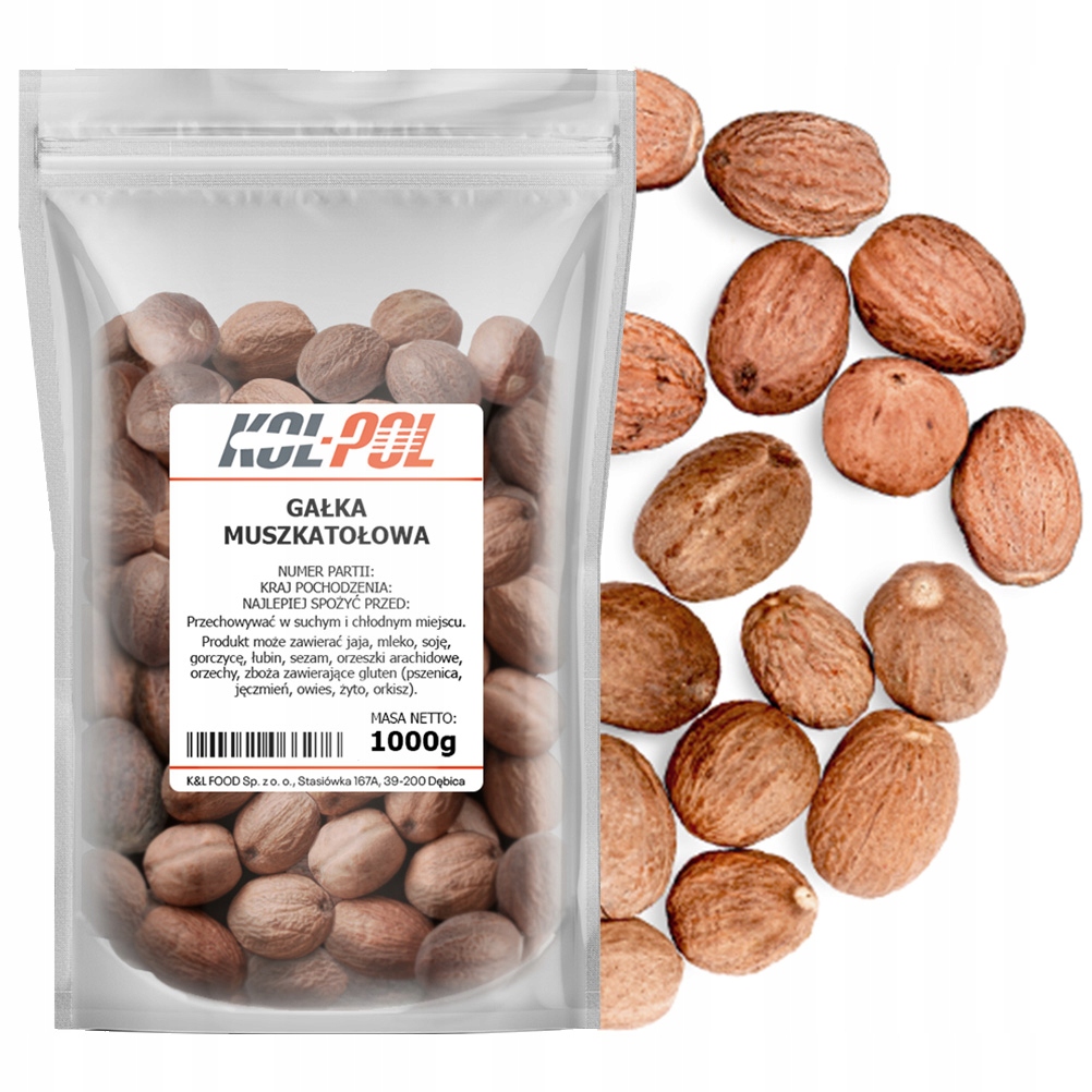 Levně Muškátový Oříšek Celý 1kg Celý ořech aromatický vysoká kvalita Kol-Pol