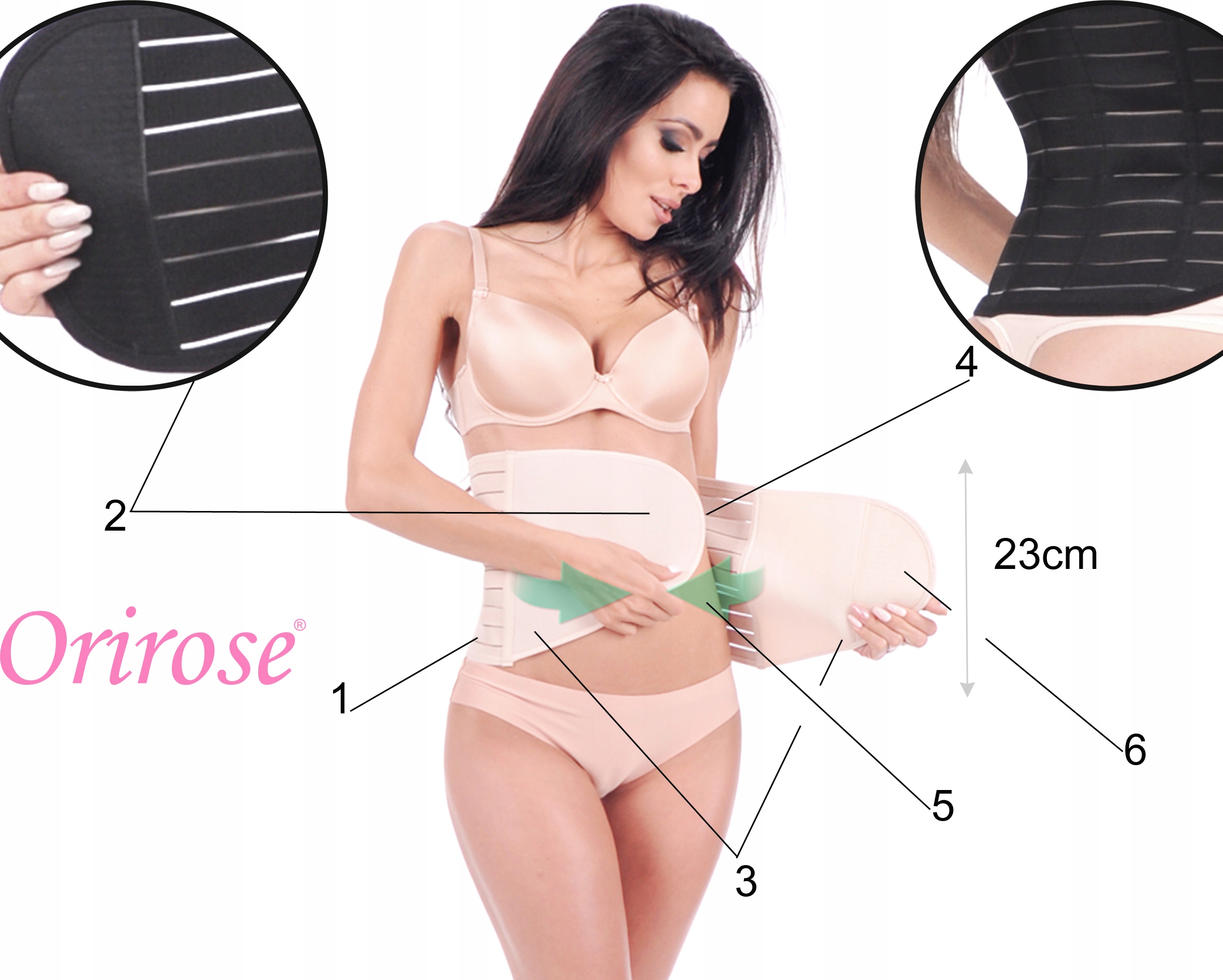 Orirose PAS mocno WYSZCZUPLAJĄCY modelujący brzuch talię poporodowy na rzep Marka Orirose