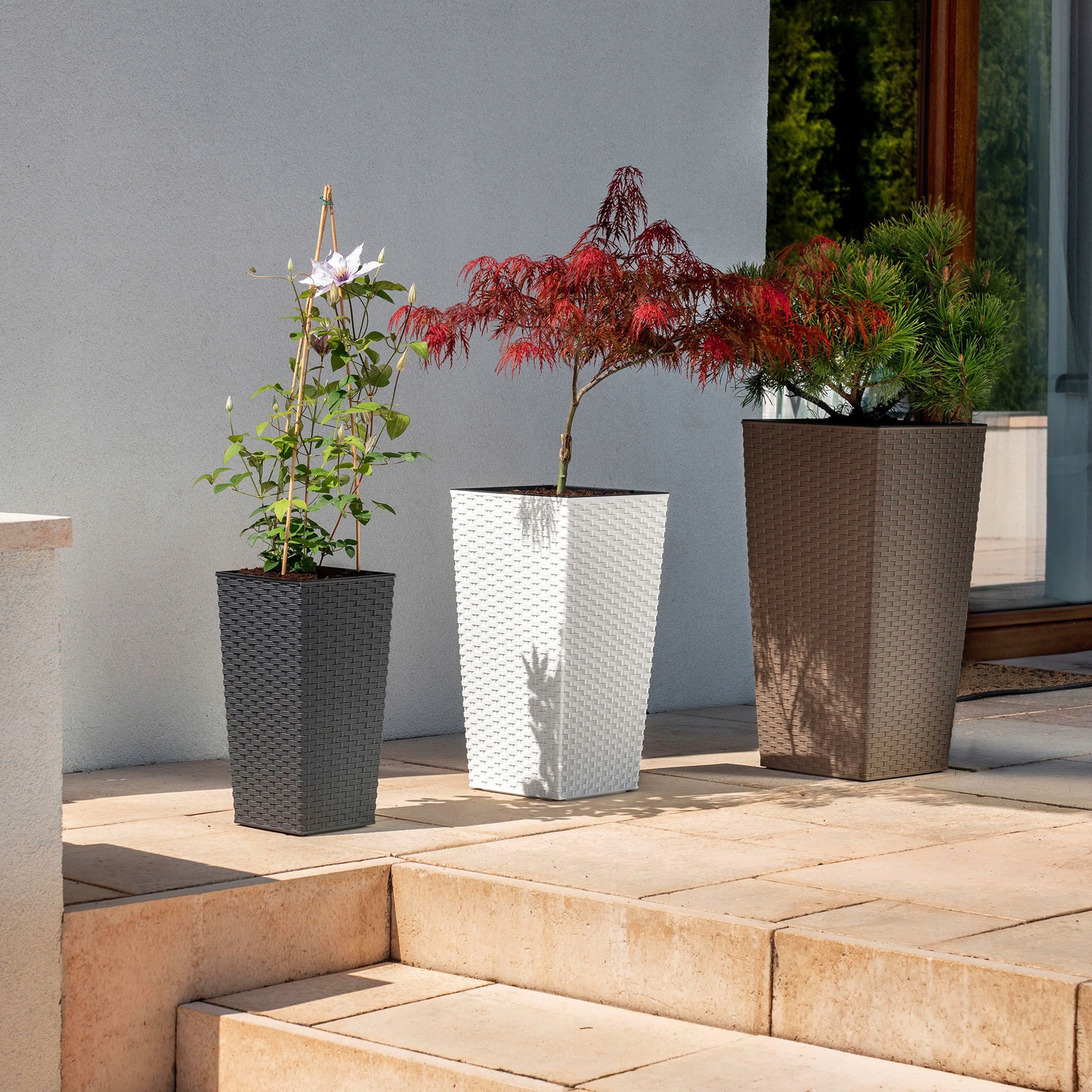 DONICZKA DONICA Z WKŁADEM OSŁONKA KWIETNIK WYSOKA OGRODOWA GRAFIT 24x47cm Długość 24 cm