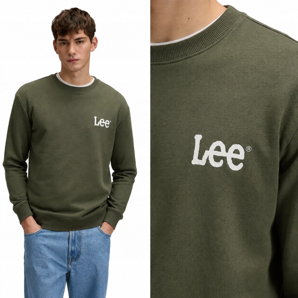 Lee pánská mikina Wobbly Lee Sws crew neck Lichen Olive Khaki l