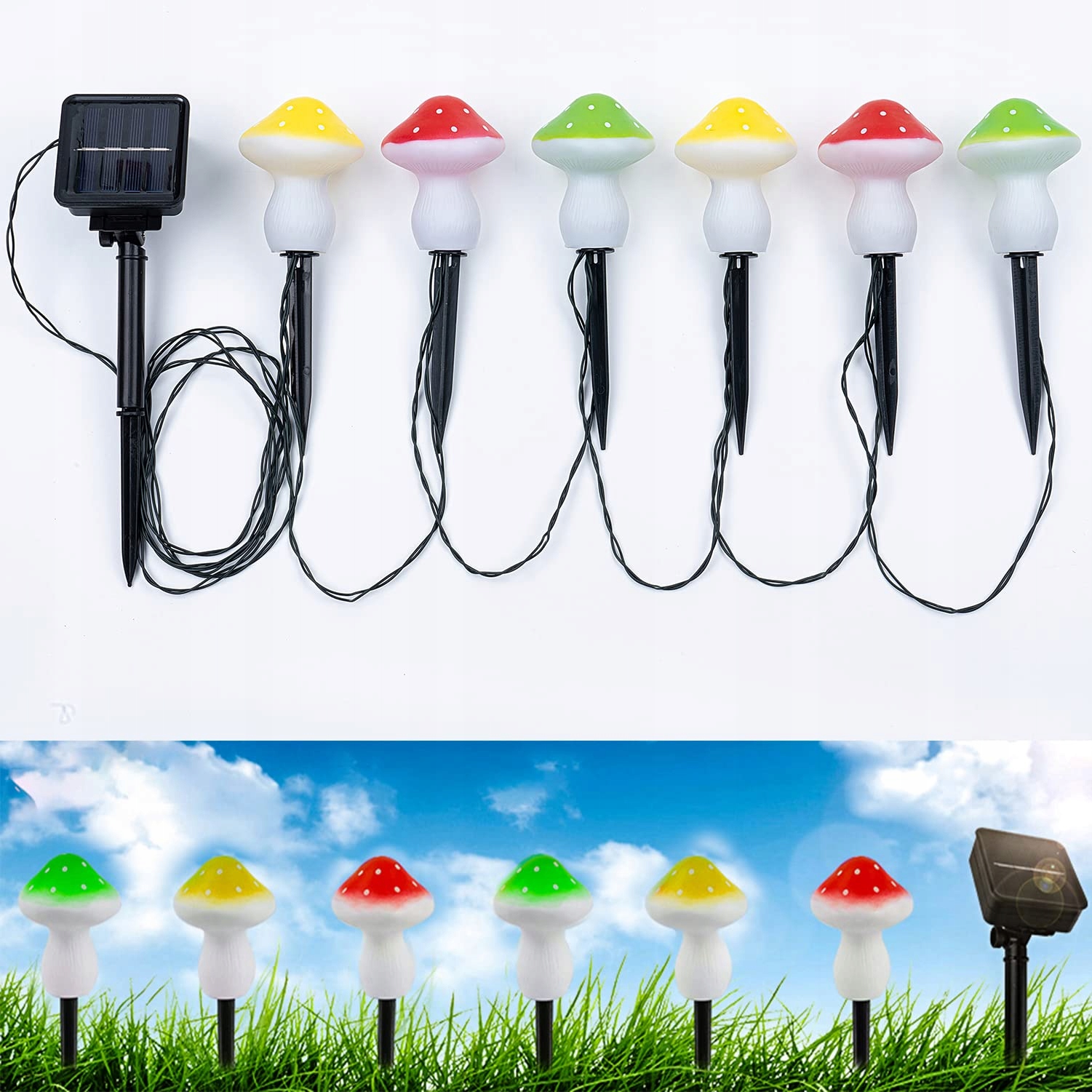 JOYCOME Solarna Lampa Ogrodowa 6 LED Grzyby 8 Trybów Wodoodporna — miniatura 6