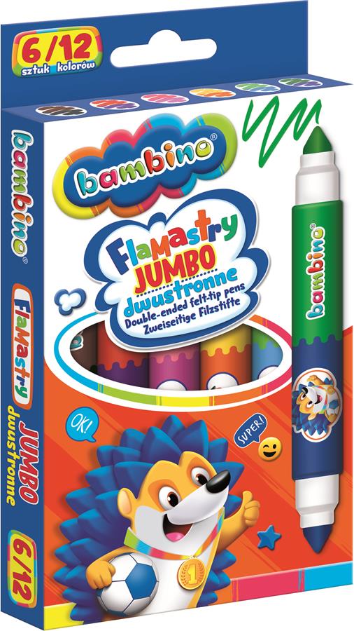 

Flamastry Dwustronne Jumbo Bambino 6=12 Kolorów