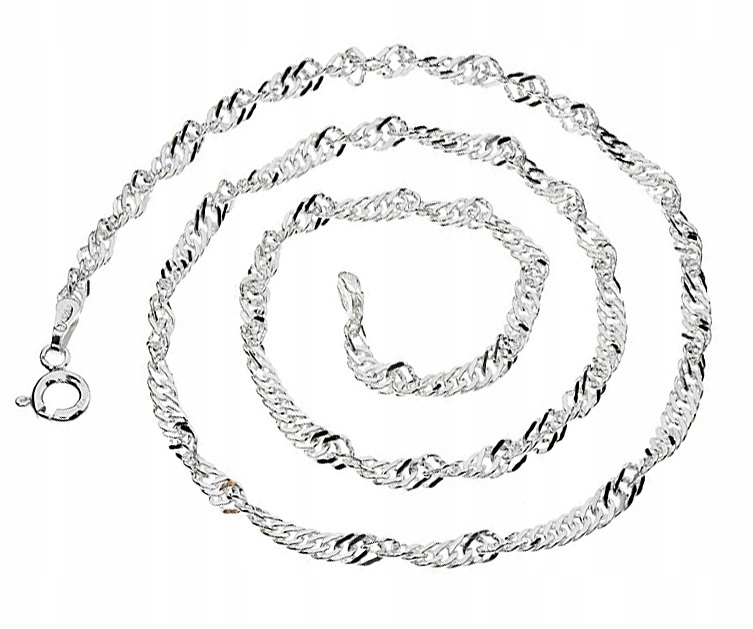 ŁAŃCUSZEK SREBRNY 925 DAMSKI NASZYJNIK SREBRNY ŚLICZNY SINGAPUR 50 CM Długość całkowita 50 cm