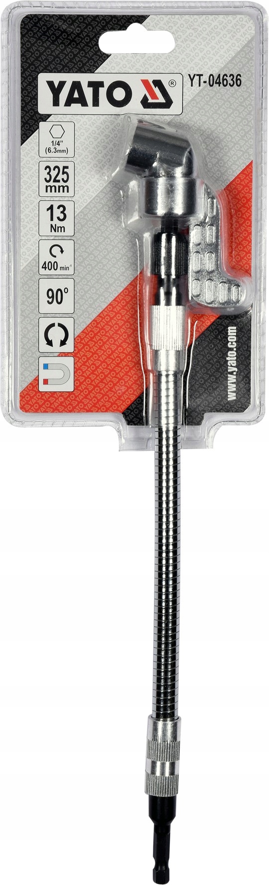 YATO UCHWYT BITÓW KOŃCÓWEK ADAPTER KĄTOWY Z PRZEDŁUŻKĄ HEX 325MM YT-04636 Waga produktu z opakowaniem jednostkowym 0.303 kg