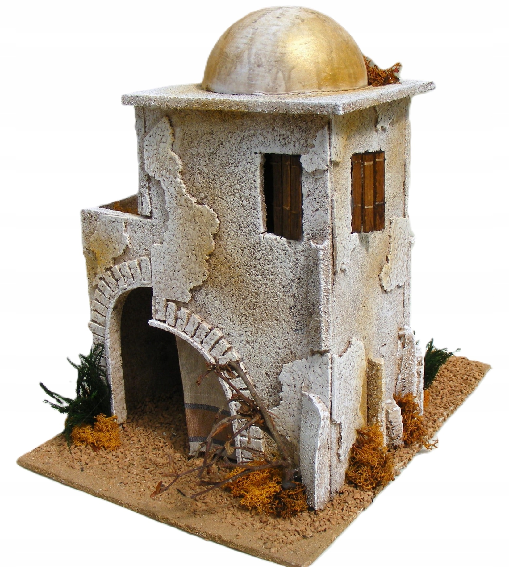 Orientálny domček s okrúhlou strechou a schodiskom do betlehemov vysoký 29 cm