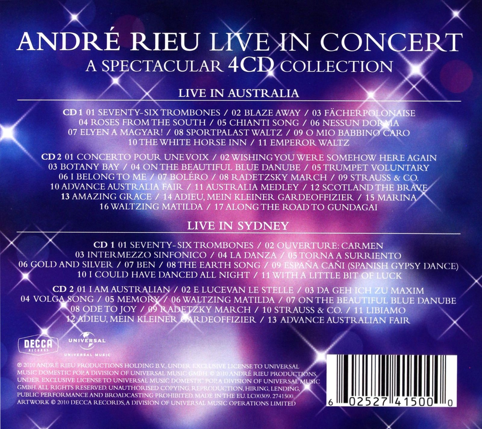 ANDRE RIEU: LIVE IN CONCERT (4CD) Stan opakowania oryginalne