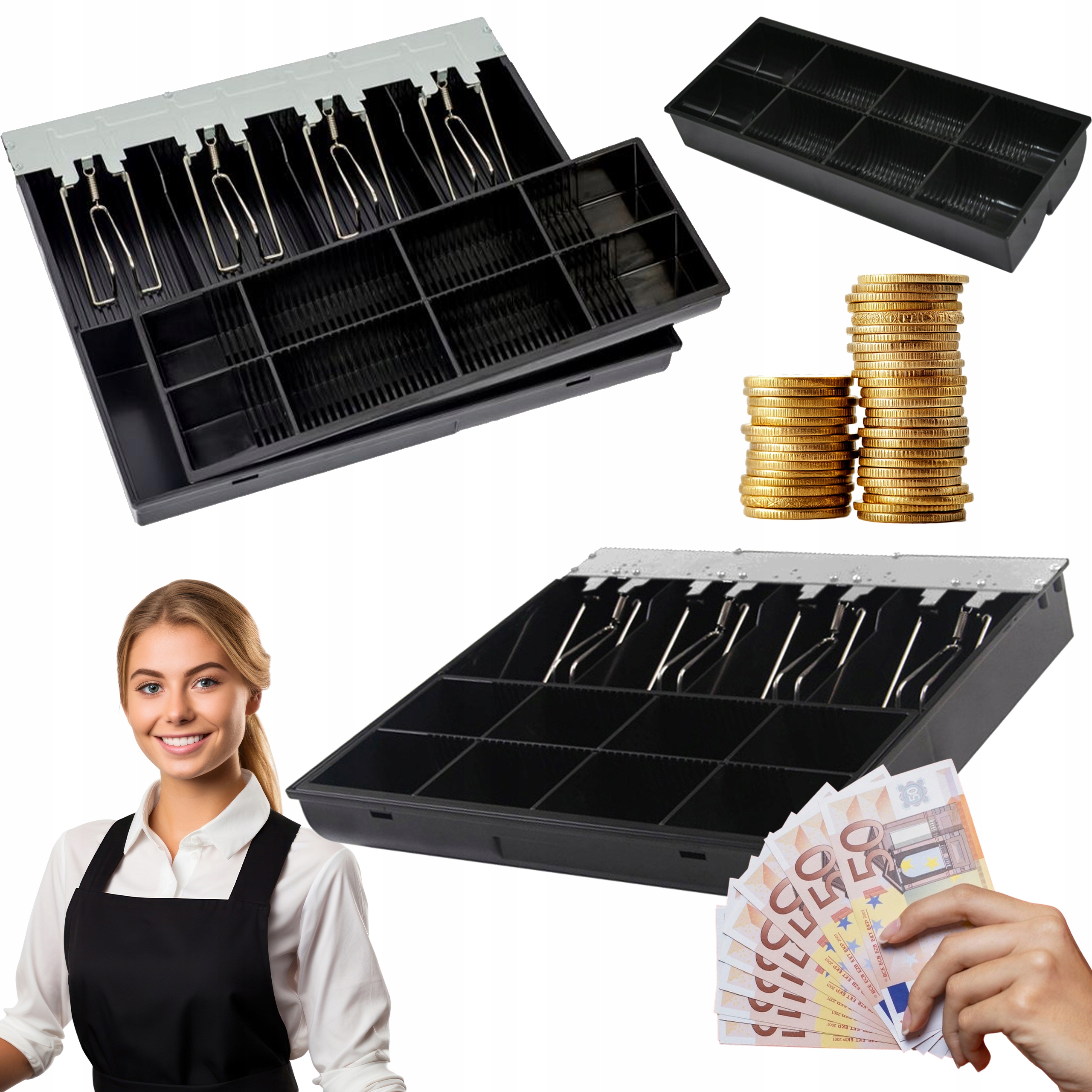 Vložka Do Pokladní Zásuvky, organizér na peníze, 4 a 8 přihrádek