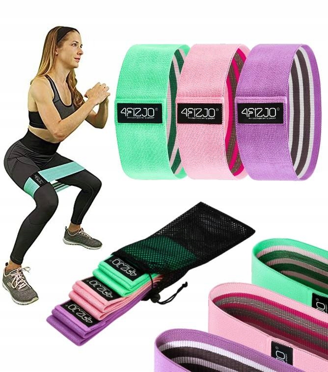 TAŚMY GUMY MATERIAŁOWE DO ĆWICZEŃ 3SZT 4Fizjo Marka 4FIZJO