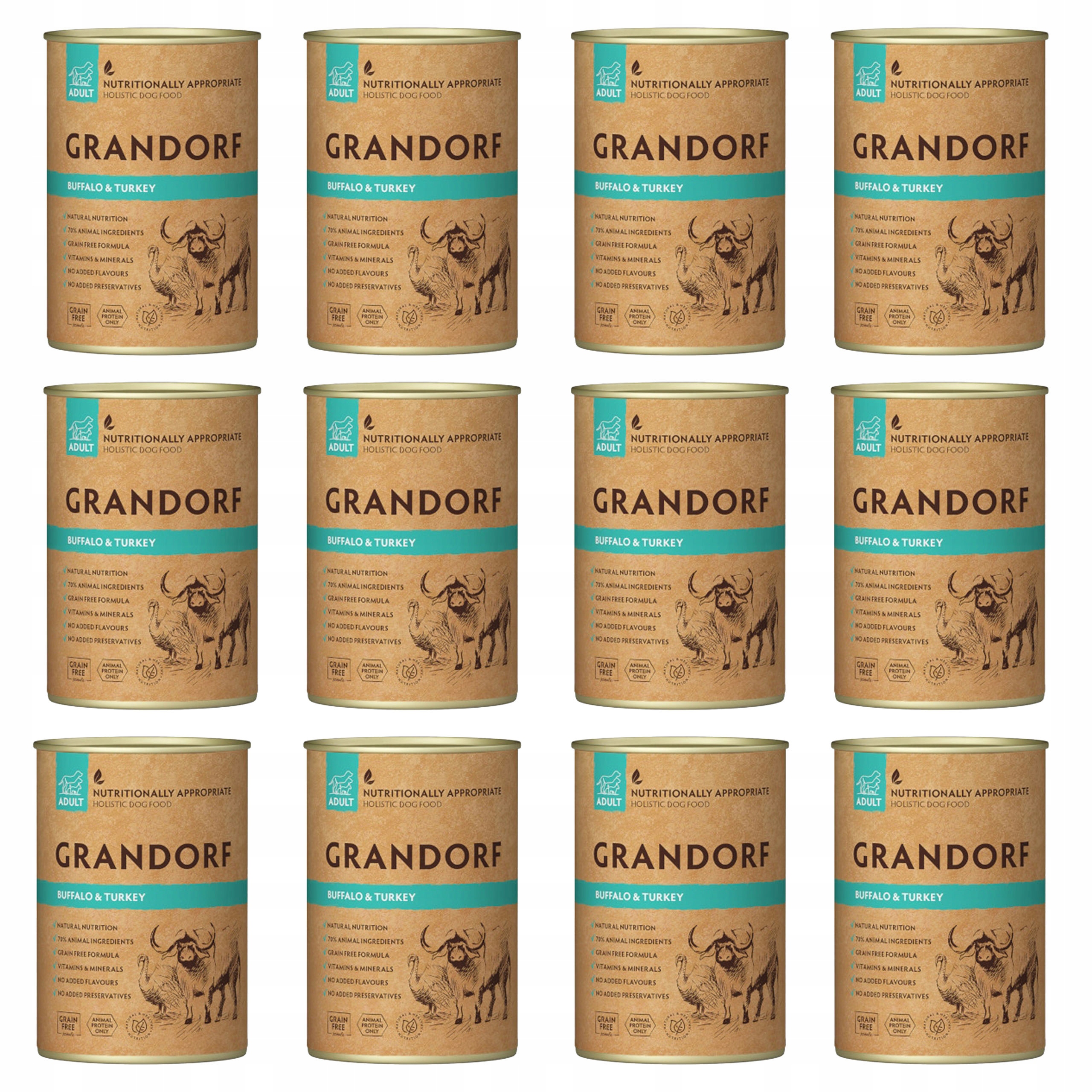 Levně Grandorf Dog krmivo pro psa Buvol Krůta 12 x 400 g