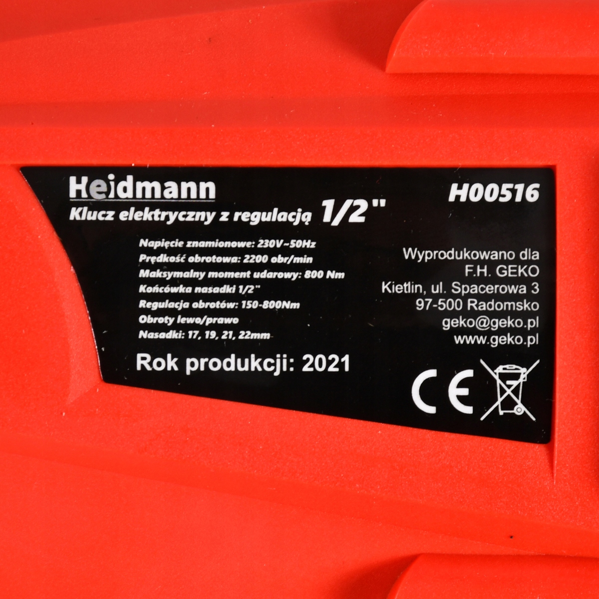 KLUCZ ELEKTRYCZNY UDAROWY DO KÓŁ 800Nm LCD 1/2" NASADKI CRV Moc 2000 W