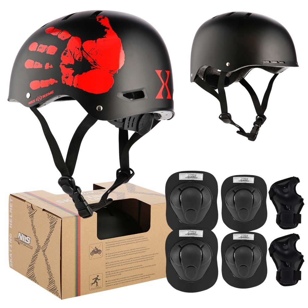 Kask Rowerowy Regulowany Na Deskorolkę 58-61 cm Orzeszek Ochraniacze L
