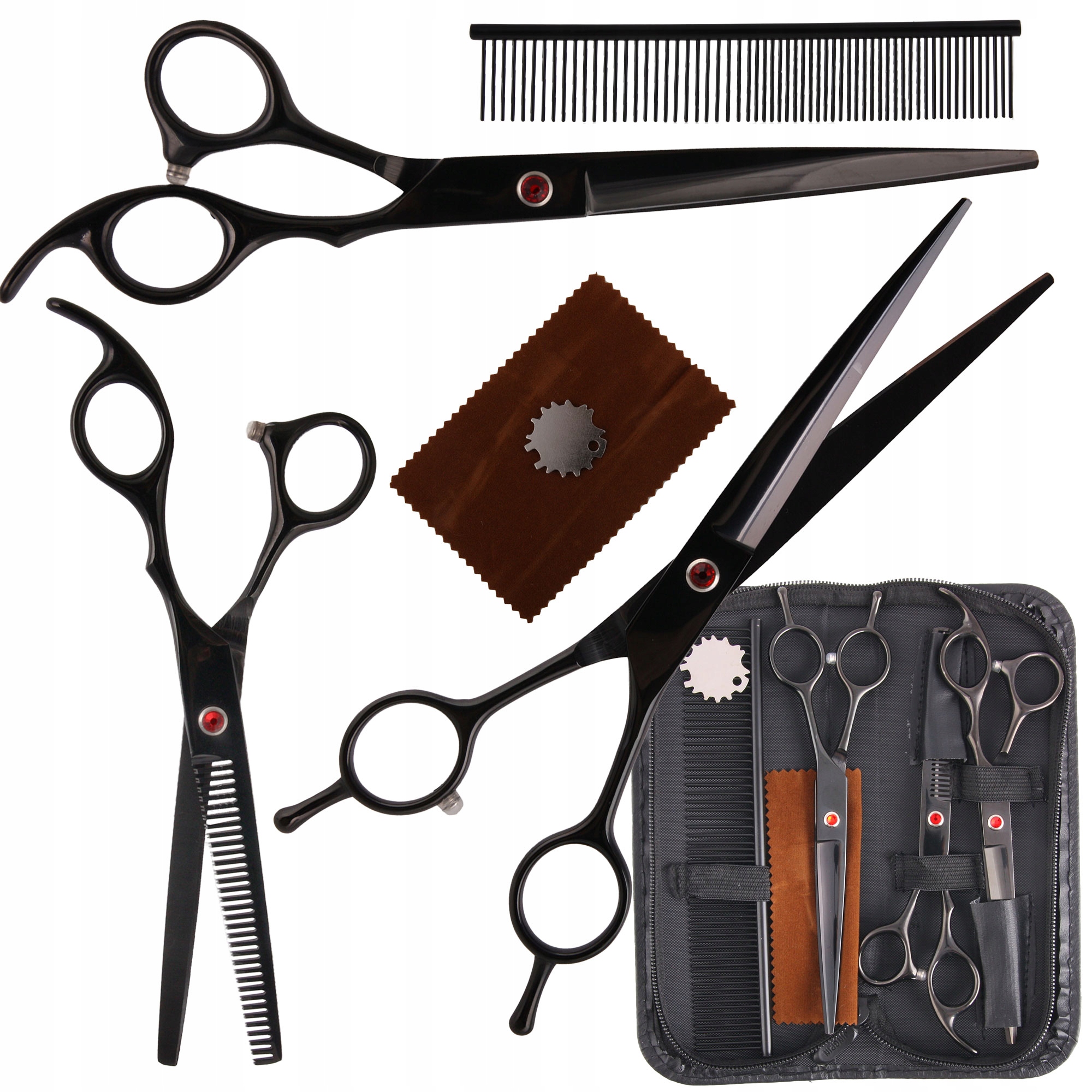 

Nożyczki Fryzjerskie Groomerskie 7.0 Zestaw 3+1