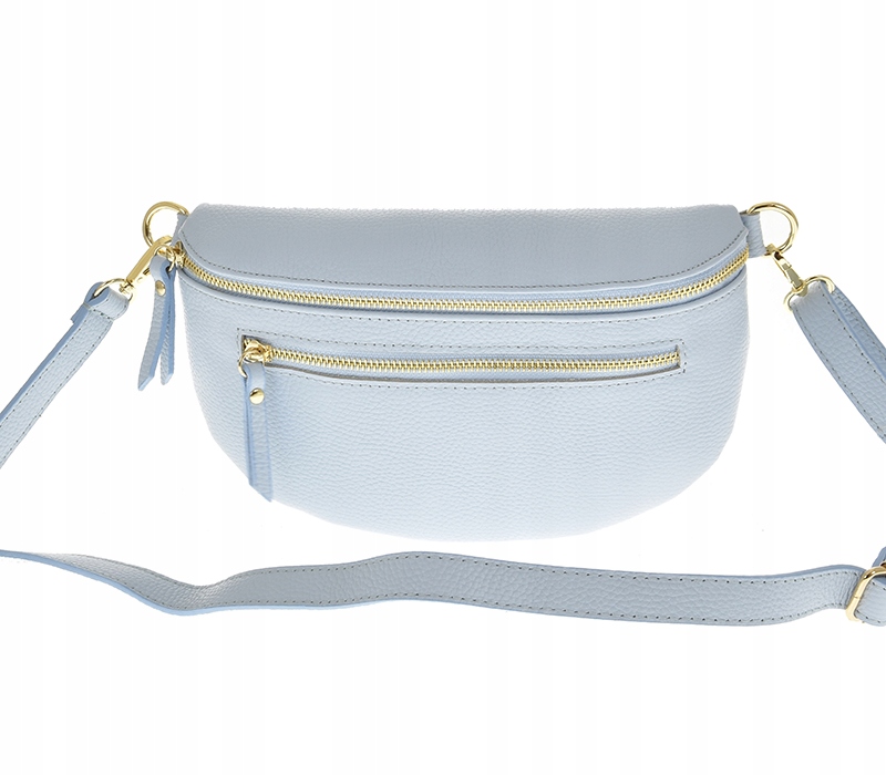 Vera Pelle torebka nerka saszetka damska skóra naturalna niebieska