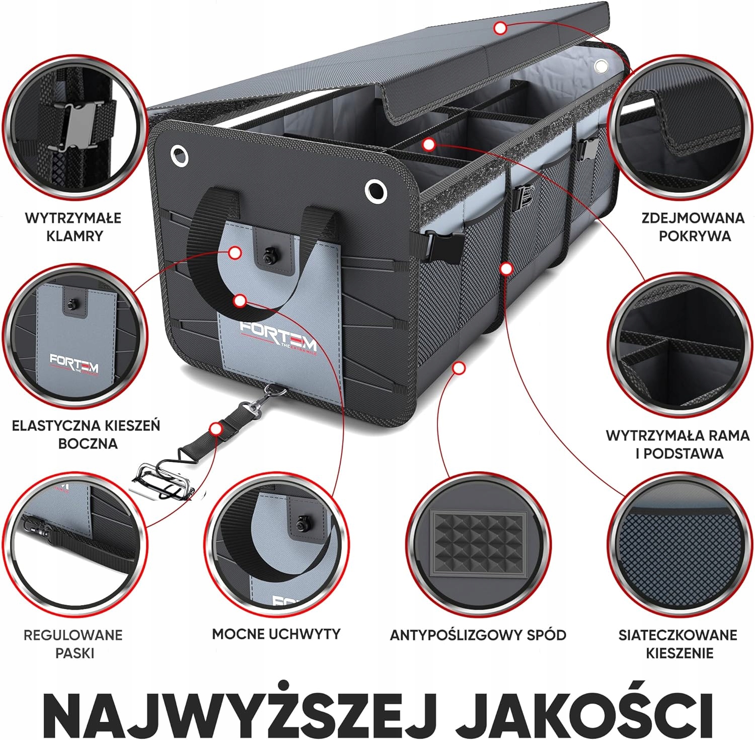 ORGANIZER DO BAGAŻNIKA SAMOCHODOWEGO Z PRZEGRÓDKAMI 3 PRZEGRODY Producent inny