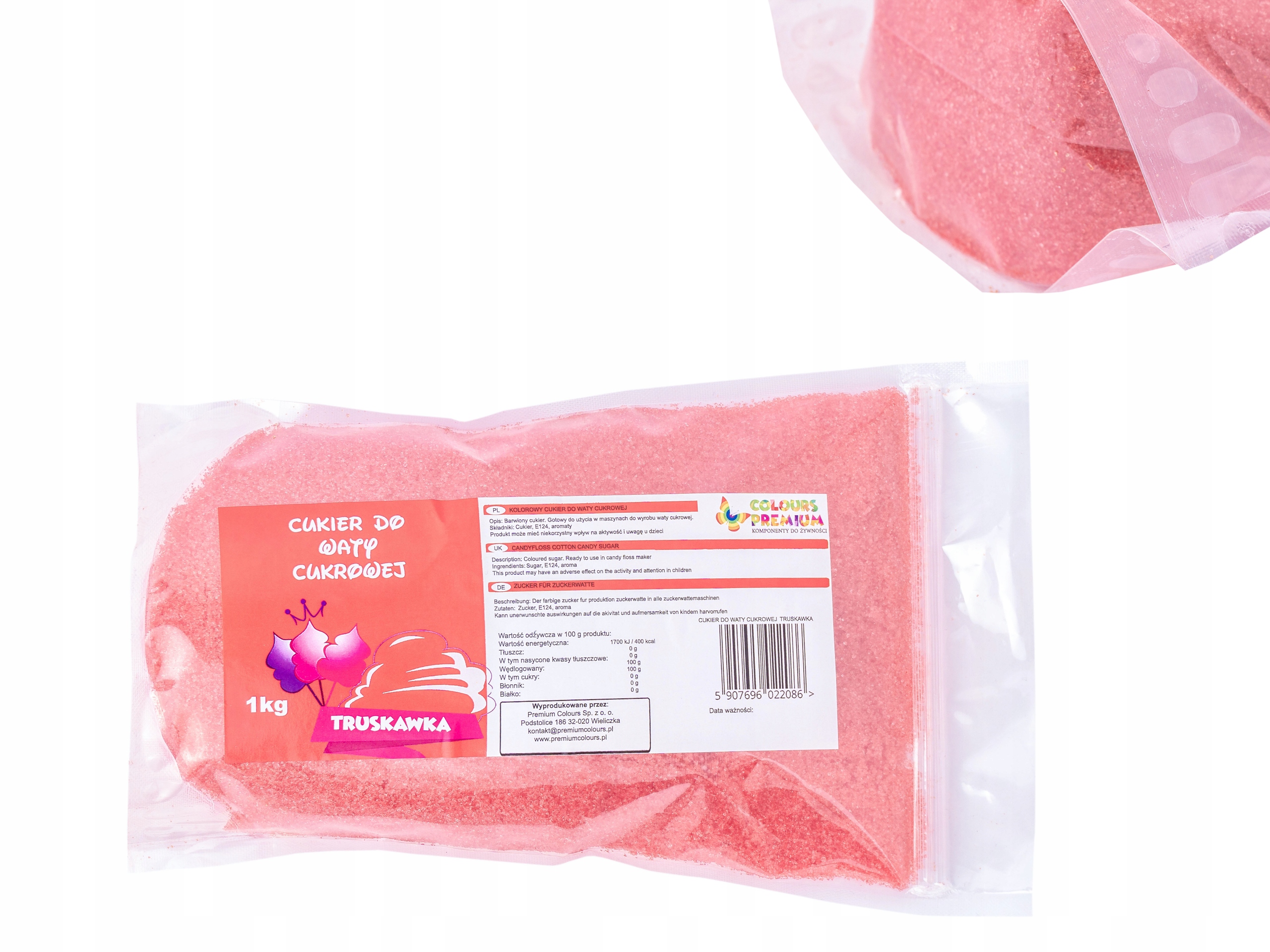 2X Chuťový Cukr Jahoda Dekorativní Na Koláče 1 kg